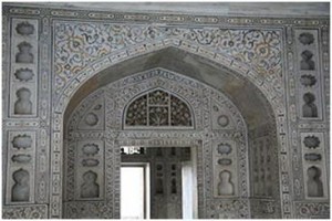 Arabesque inlays at the Mughal Agra Fort