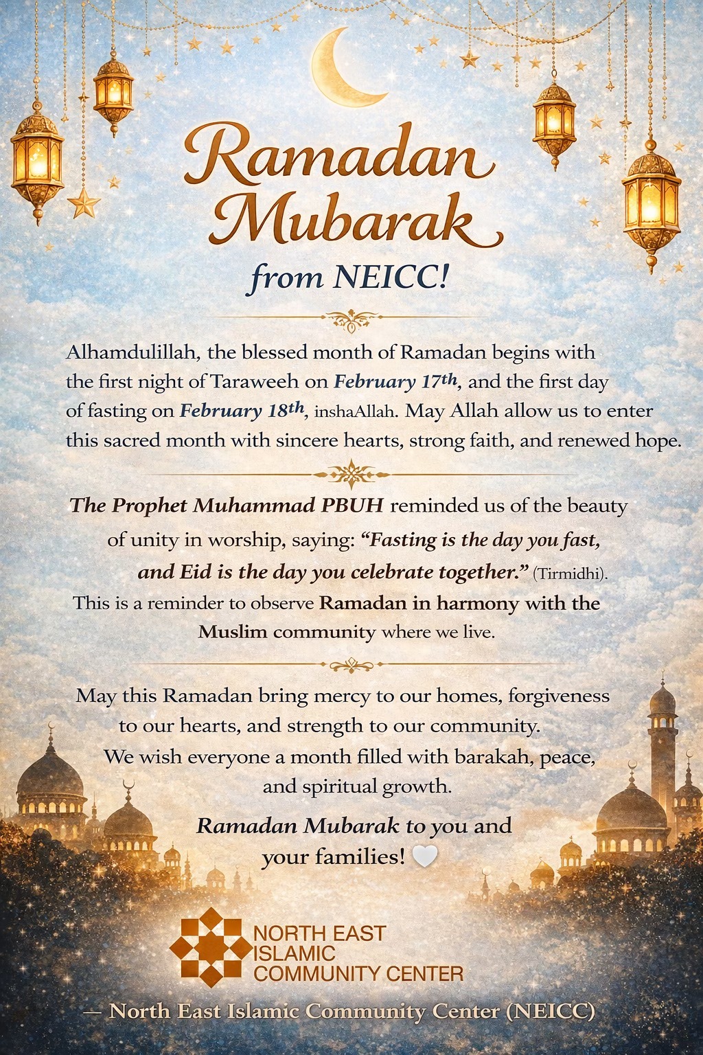 Ramadan Mubarak from NEICC!